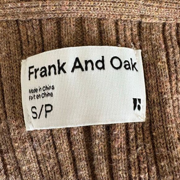 Frank & Oak Tan Brown Organic Ribbed Button down Midi Sweater Dress Belted - Picture 5 of 7